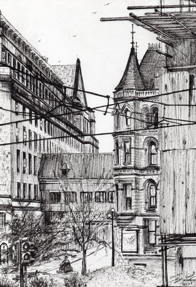 Manchester town hall from City Art Gallery, 2007 by Vincent Alexander Booth
